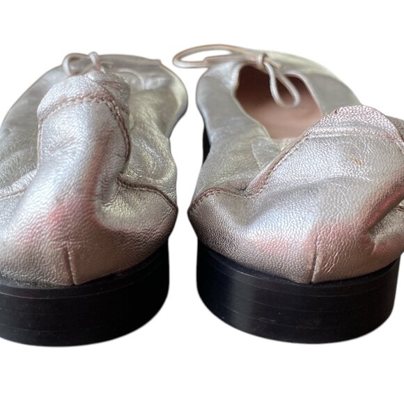 Marc Jacobs Look Ballet Flats Silver Leather Size - 38 - Metallic Leather Ballet - Picture 6 of 13
